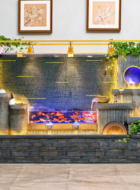 简约现代落地风水循环喷泉摆件