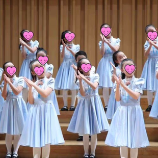 儿童合唱团演出服中学生小学生初中朗诵队比赛服装女童学院风礼服