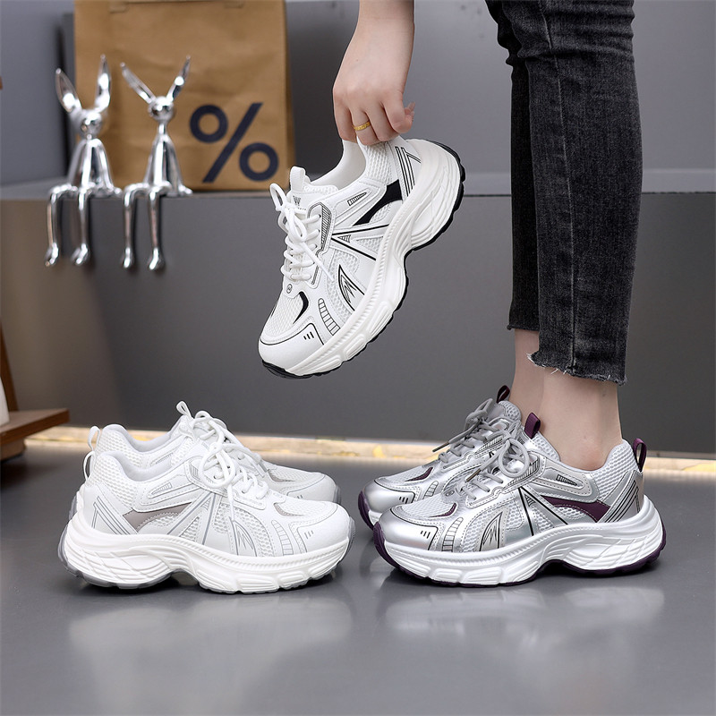 爆款老爹鞋女2025春季新款厚底增高小个子圆头软底轻便运动休闲鞋