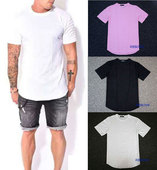 高街潮加长款 shirt biker extended 褶皱圆弧T恤男侃爷 tyga