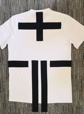 Jay z rapper cross white t-shirt 黑白十字架纯棉潮牌短袖T恤