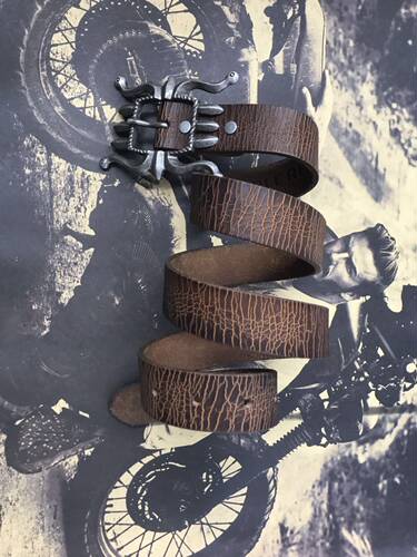 八爪裂纹牛皮经典款爆纯铜皮带扣