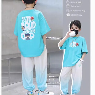 男童夏装运动套装2026儿童夏季短袖潮中大童帅气时髦冰丝防蚊长裤