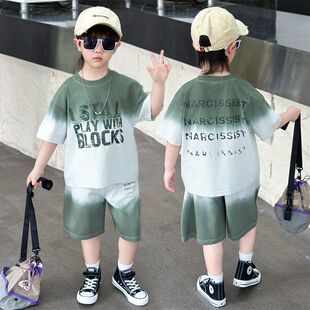 运动短袖 男童夏装 儿童夏季 2025新款 两件套男孩痞帅气时髦衣服 套装