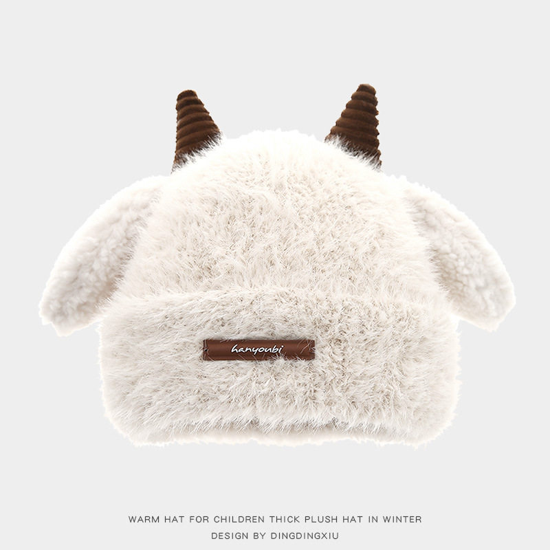 宝宝帽子冬季可爱小羊角帽男女童护耳帽小童保暖毛绒帽针织毛线帽,童装/婴儿装/亲子装,帽子,淘宝优惠券,粉丝福利购,淘宝优惠卷