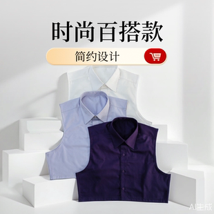 白色假领子男女通用款衬衫毛衣装饰百搭尖领硬领斜纹女方领节约领