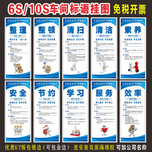 6S7S8S10S15S管理标识牌工厂车间企业文化展板挂图仓库5S标语墙贴