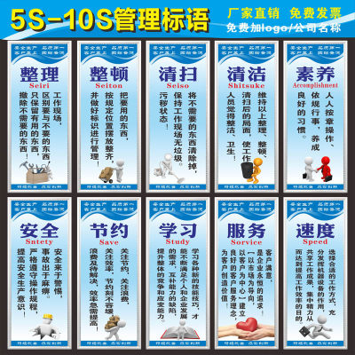 6S管理标语5S/7S/8S/10S企业文化宣传海报车间仓库展板挂图标识牌