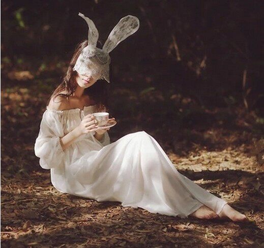 夏白色雪纺长裙海边度假少女裙大摆高腰长袖一字领露肩复古连衣裙