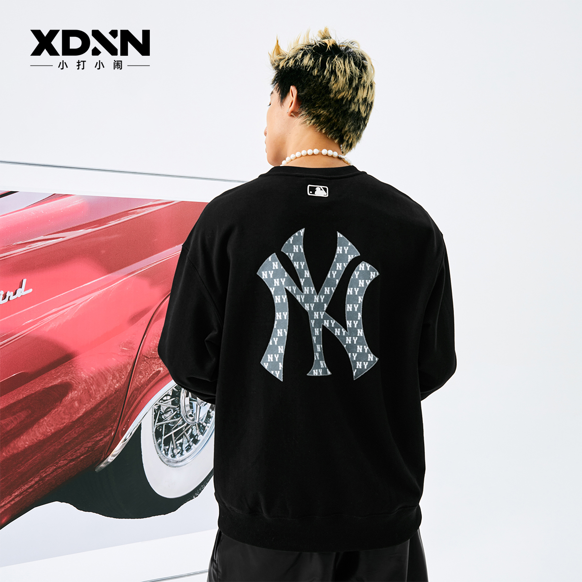 MLB运动休闲情侣圆领老花卫衣