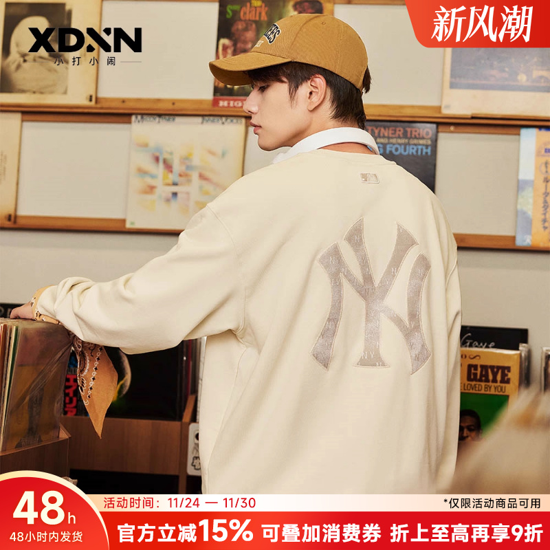 MLB秋季情侣仿牛仔宽松圆领卫衣