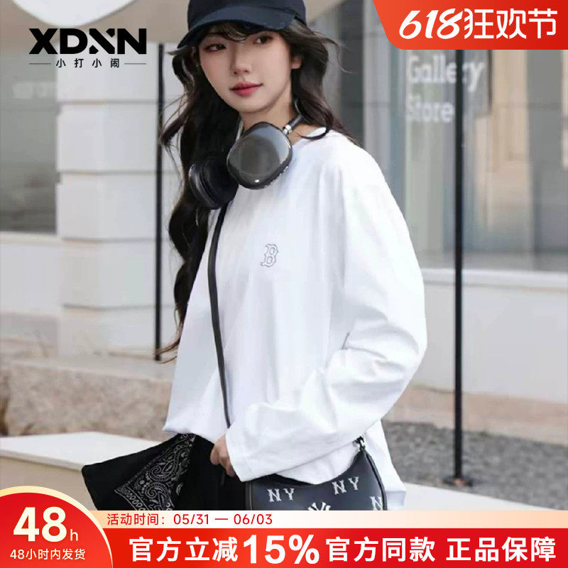 MLB 26夏季新款女休闲长袖情侣打底衫男纯色运动T恤B03/B01