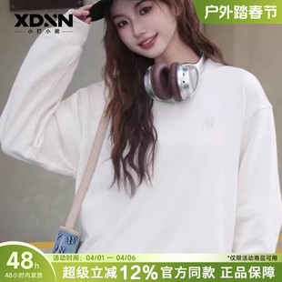 新款 MLB 正品 26春季 卫衣MTB01 男女情侣纯色宽松内搭刺绣圆领长袖