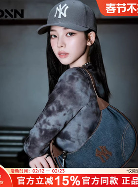 MLB 男女情侣牛仔KARINA同款老花大LOGO手提包腋下包BQMV3