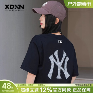 男宽松短袖 MLB 26夏季 新款 TSM04 老花大LOGO女圆领T恤情侣白色半袖