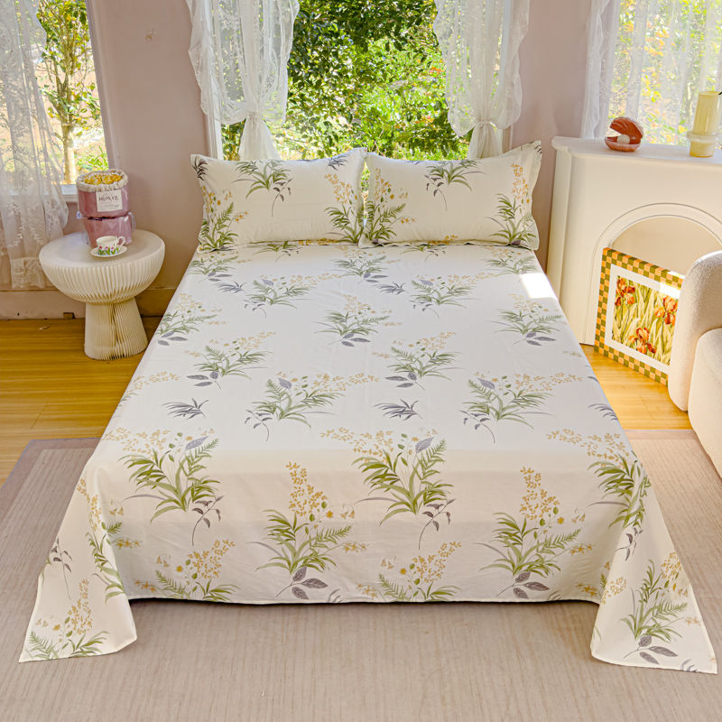春秋纯棉床单单件100全棉印花宿舍单人被单1.5米三件套四季通用