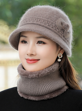 毛线帽保暖中老年女冬小沿妈妈