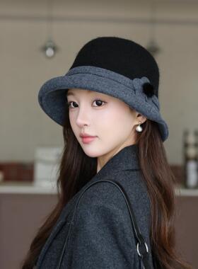 羊毛帽子女士秋冬天保暖新款针织帽中老年人渔夫帽百搭洋气妈妈帽