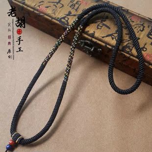 全手工高档翡翠琥珀蜜蜡狼牙佛头玉佩吊坠绳项链绳男士粗挂绳款