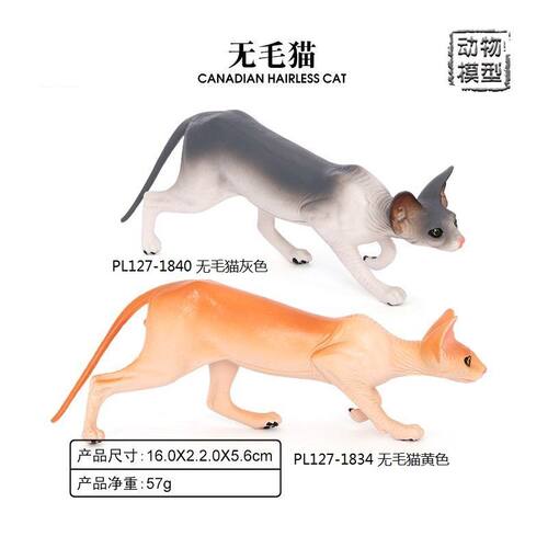 PL127-1834/1840仿真动物模型加拿大无毛猫家猫宠物猫玩具摆件