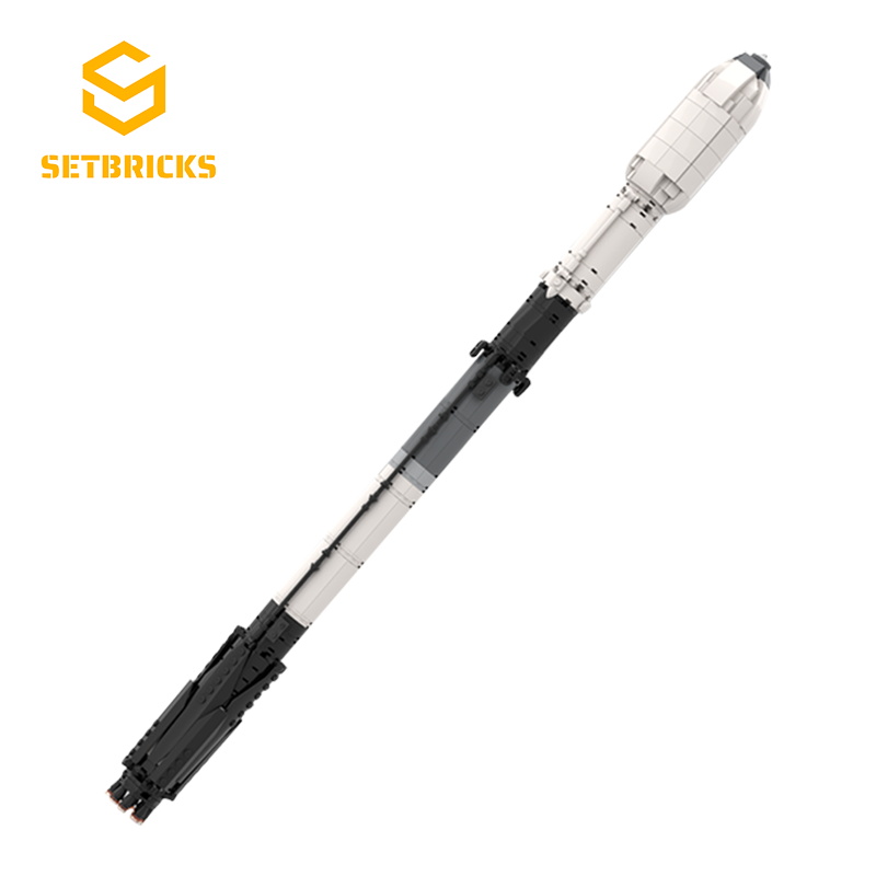 SETbricksSpaceX猎鹰九号和龙飞船联名款小颗粒拼装积木益智玩具