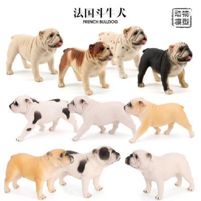 仿真实心静态动物塑胶模型走姿斗牛犬站姿儿童礼物玩具摆件早教