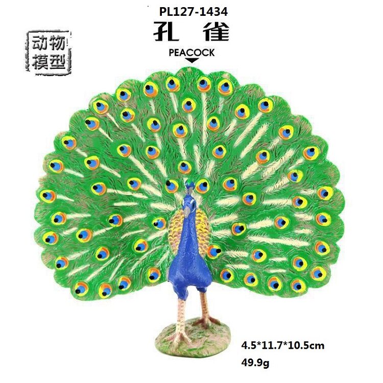 PL127-1434仿真鸟类飞禽孔雀开屏模型实心儿童玩具塑胶动物摆件