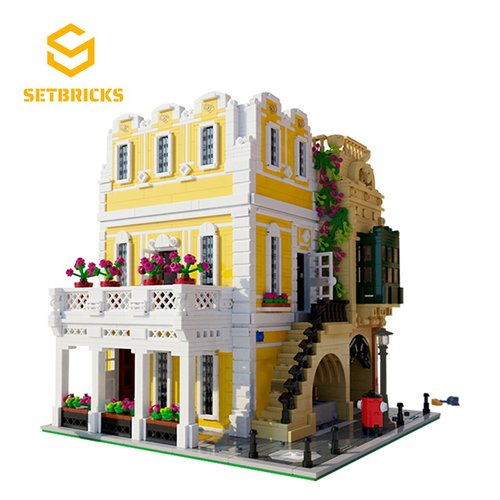 SETbricks街景建筑佛罗伦萨宫殿模型高难度颗粒拼装积木益智玩具