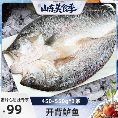【蜜蜂心愿社】三去开背鲈鱼海鱼450-550g/条*3条