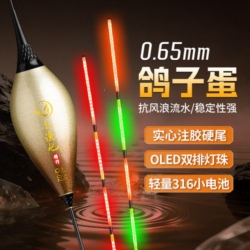 OLED鸽子蛋夜光漂咬钩变色枣核行程漂抗风浪走水日夜两用电子浮漂
