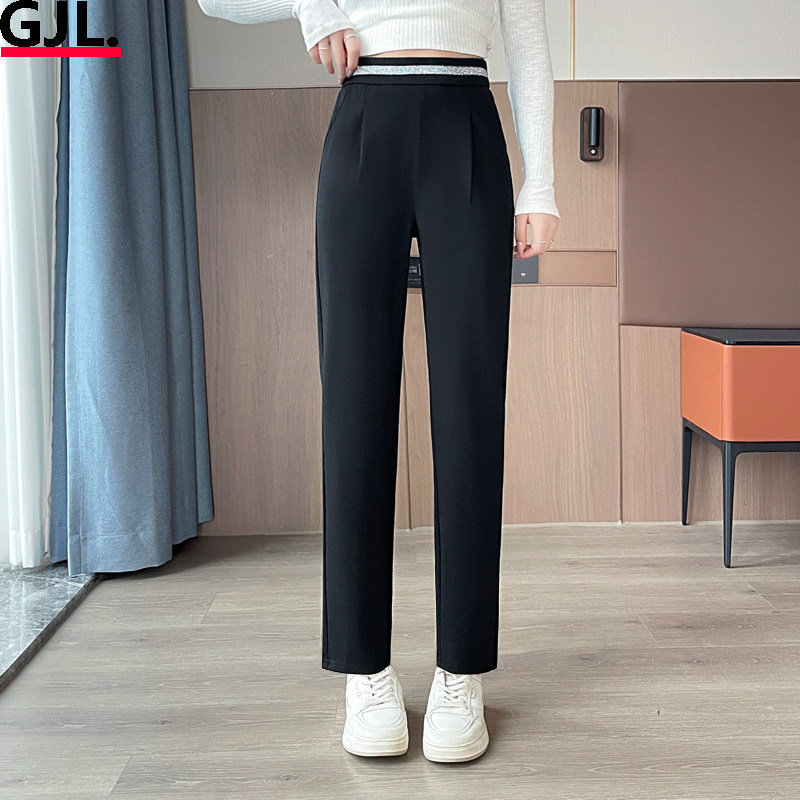 高腰显瘦直筒裤女士休闲裤2025新款秋冬加绒小脚裤垂感弹力女裤
