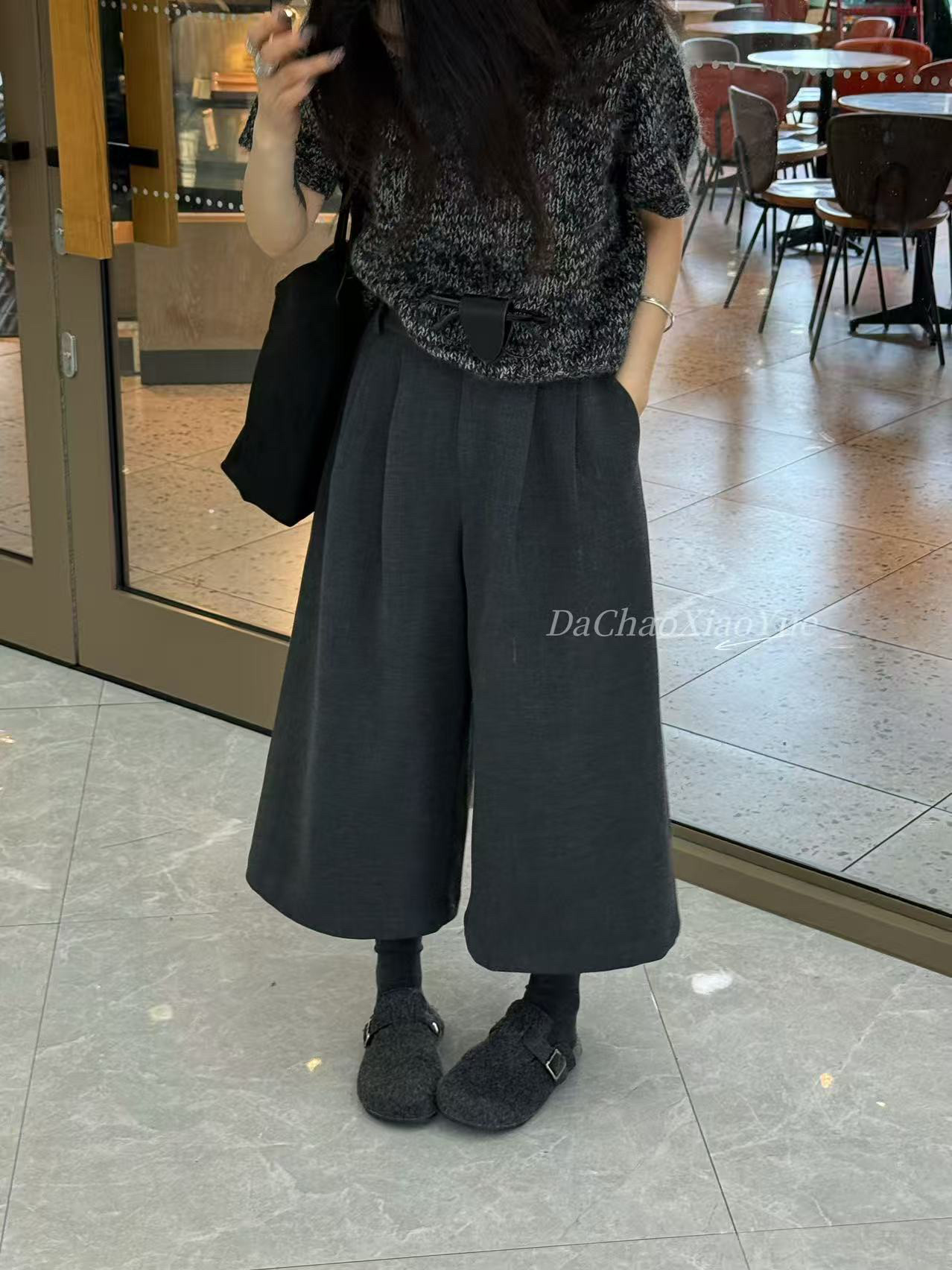 大超小越春季新款时尚百搭修身显瘦休闲裤女洋气百搭八分神裤