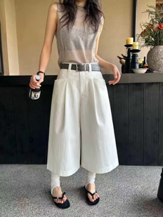 题町57031高端欧货新款高级感巨好看的休闲阔腿直筒裤女春八分裤