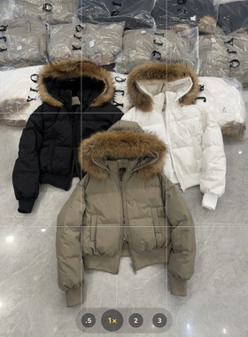 YJQ56333冬季新款韩版时尚真毛毛领连帽羽绒服女短款保暖外套