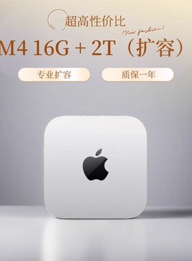 苹果 Apple Mac Mini M4 16G + 2T/1T定制扩容版 AI主机