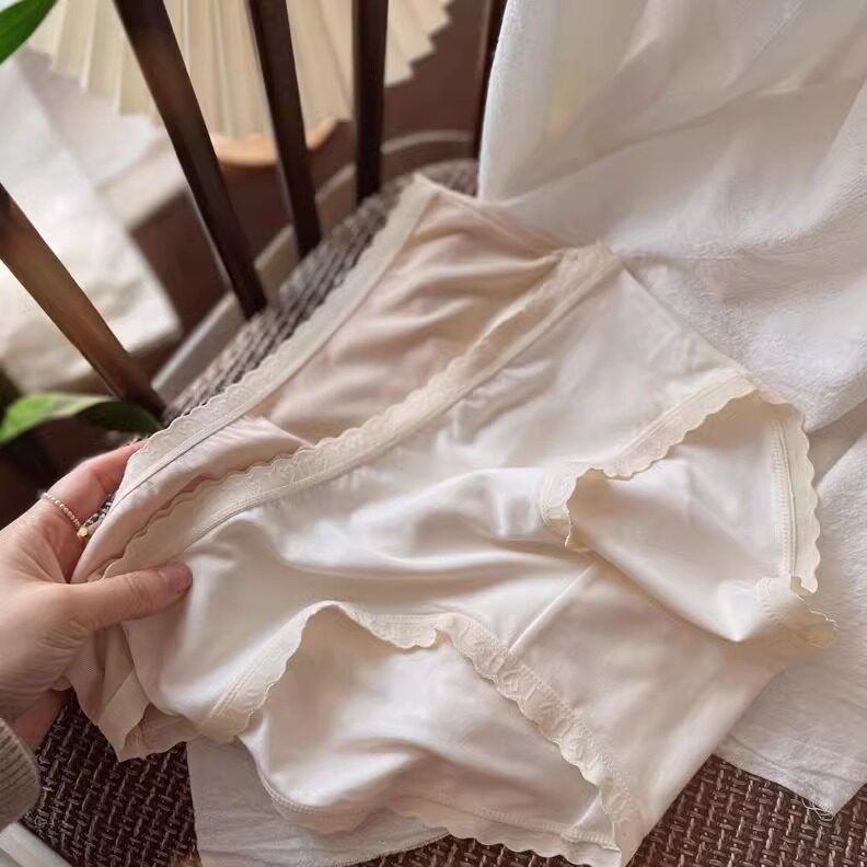 简约裸感莫代尔内裤女士全棉裆纯色中腰莫兰迪色系女士三角短裤