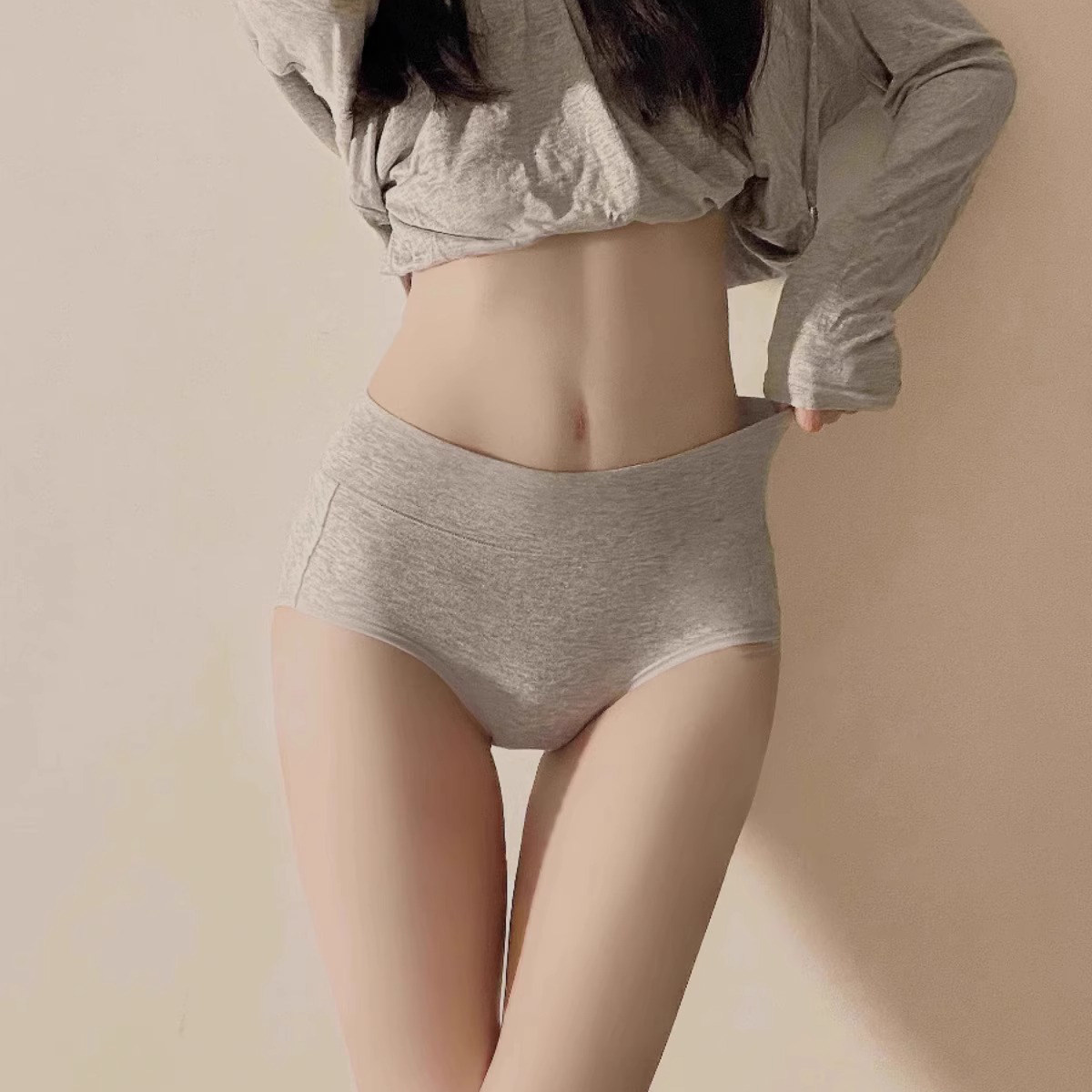 7A纯棉高腰内裤女士加长裆包臀三角裤女秋冬款塑性收腹三条装