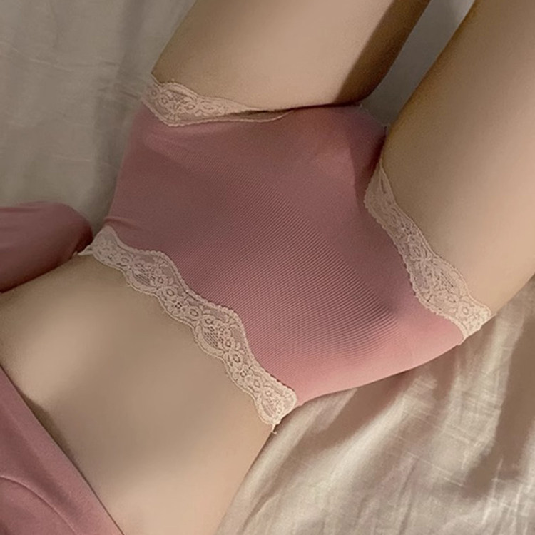 秋冬新款高腰保暖蕾丝内裤女士纯棉无缝包臀提垮三角裤女舒适收腹