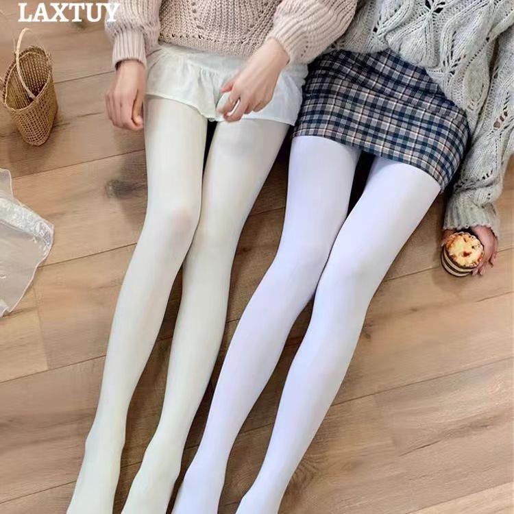 日本高端白丝袜女纯欲奶白连裤袜JK性感lolita黑丝春秋薄款打底袜