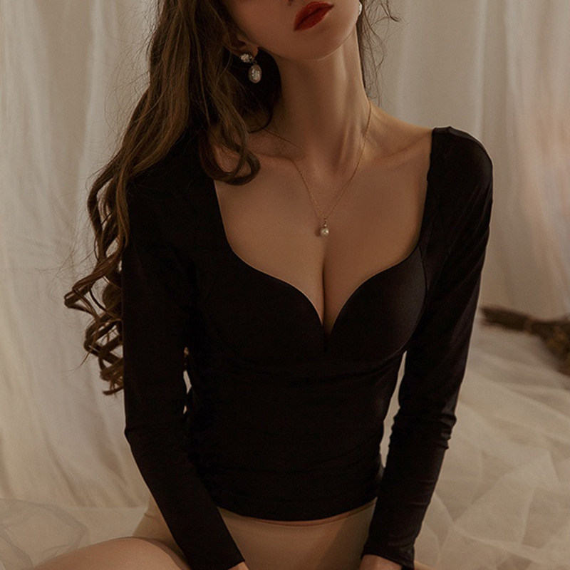 男友家性感带胸垫v领睡衣发热保暖内衣女小胸聚拢文胸防下垂胸罩