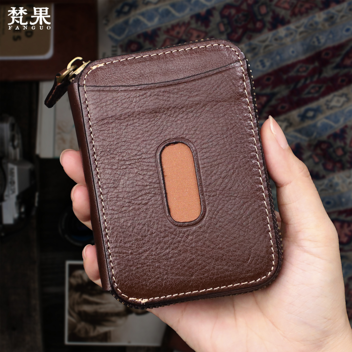 真皮卡包男士高档零钱包植鞣牛皮精致卡夹拉链复古银行卡片包女潮