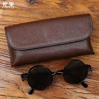 Handcrafted vegetable-tanned cowhide eyeglass case, thickened pressure-resistant portable eyeglass bag for men and women, niche genuine leather sunglasses case thumbnail 4