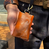 手工真皮钥匙包男头层植鞣牛皮随身零钱包女大容量腰挂收纳包卡包