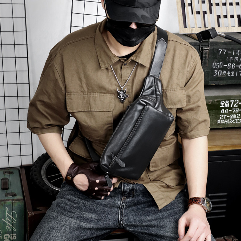原创男士真皮胸包头层牛皮单肩斜挎包简约通勤小腰包手机潮牌背包,箱包皮具/热销女包/男包,胸包,淘宝优惠券,粉丝福利购,淘宝优惠卷
