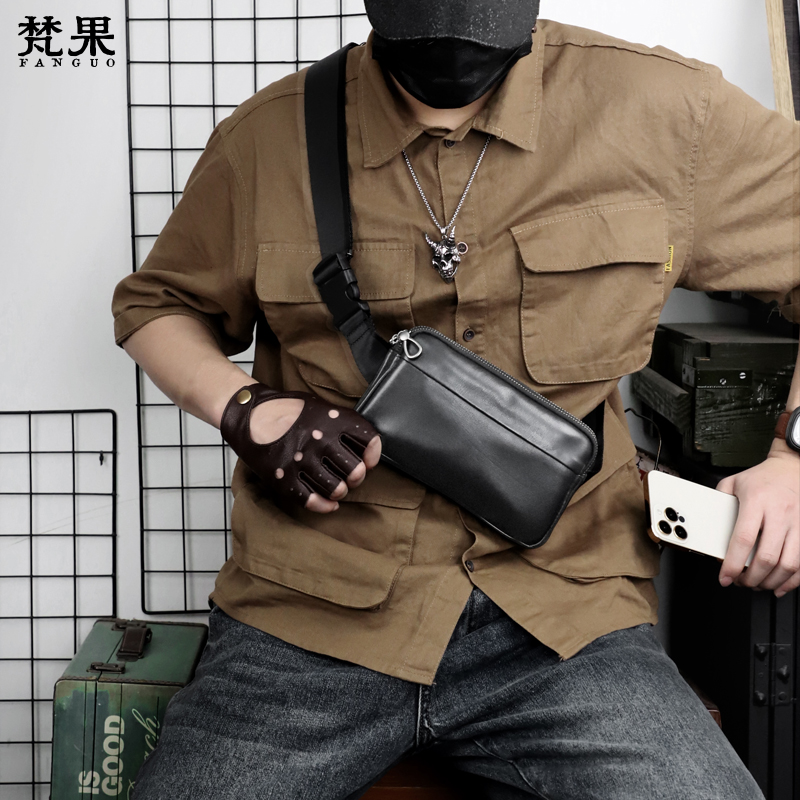 真皮胸包男士单肩包头层牛皮腰包小包软皮韩版挎包机车小背包潮牌,箱包皮具/热销女包/男包,男士包袋,淘宝优惠券,粉丝福利购,淘宝优惠卷