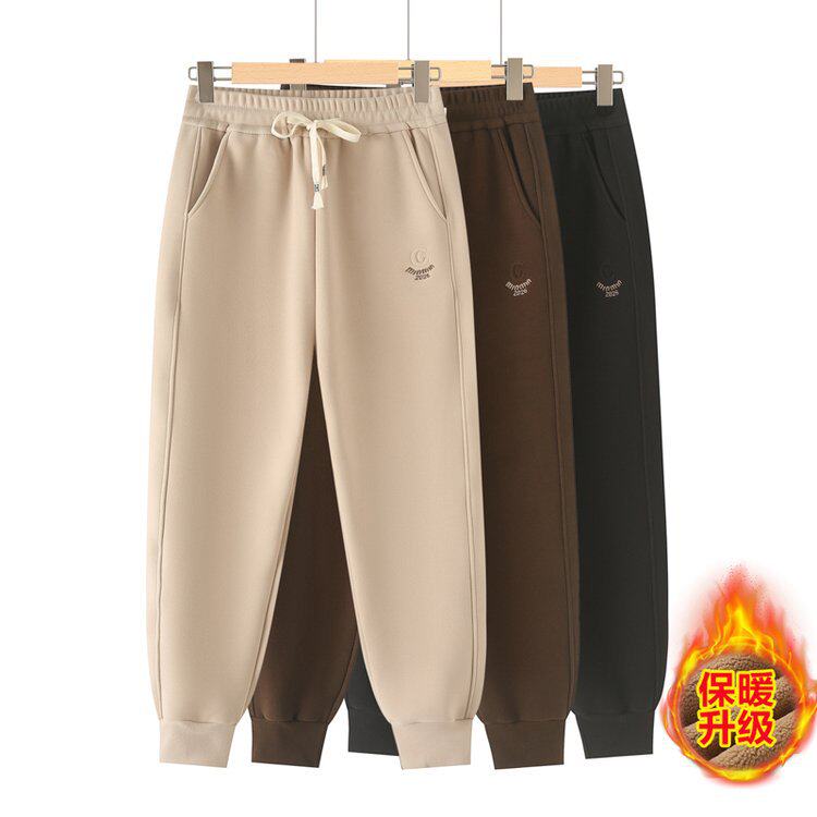 一件代发秋冬季新款加绒束脚运动裤宽松休闲哈伦裤加厚卫裤束脚裤