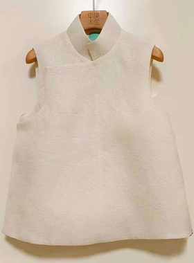 知之行之春夏新中式真丝玫瑰提花浮雕马甲米白色巨美女