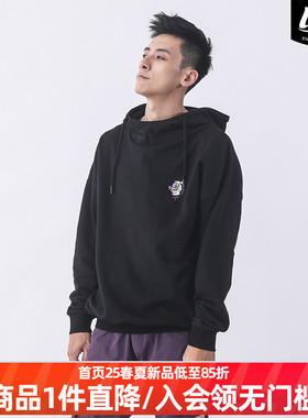 LNBR潮牌秋季绣花黑色连帽卫衣潮流宽松ins风男女oversize大码