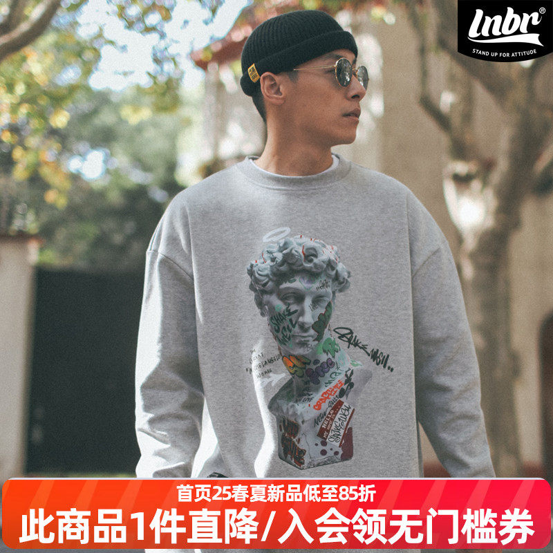 LNBR X ShakeWell联名款&ldquo;石膏像涂鸦恶搞&rdquo;长袖卫衣男秋冬情侣潮