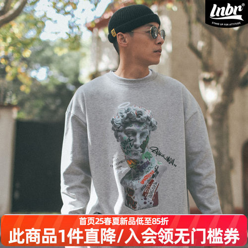LNBR X ShakeWell联名款“石膏像涂鸦恶搞”长袖卫衣男秋冬情侣潮